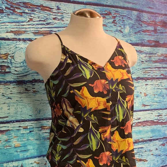 Hurley V-Neck Sleeveless Cotton Blend Floral Sundress - Picture 2 of 7